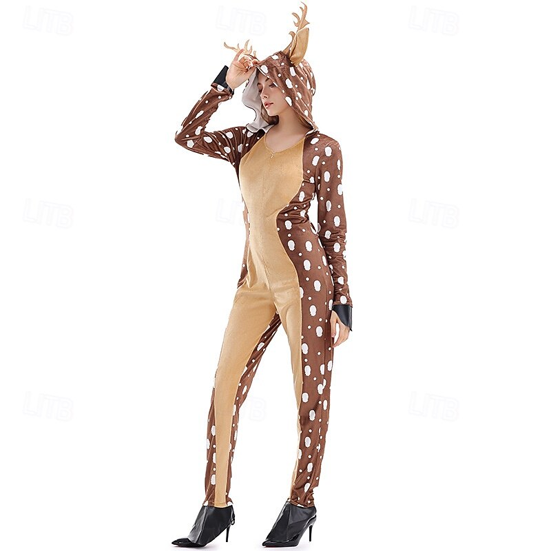 Animal Deer Halloween Fancy Costume Onesies Sexy Funny Costume Adults' Women's Halloween Carnival Performance Party Easy Halloween Costumes Dress Up4