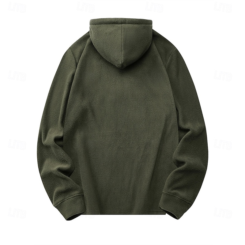 Men's Hoodie Polar Fleece Quarter Zip Hoodie Black Army Green Gray Hooded Plain Drawstring Quarter Zip Sports & Outdoor Daily Holiday Polyester Streetwear Basic Casual Fall Winter Clothing Apparel3