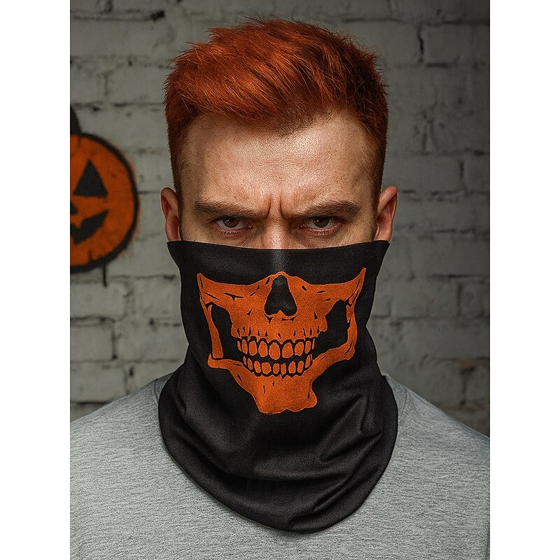 Men's Halloween Skull Face Mask Neck Gaiter – Multi-Color Breathable Bandana with Multiple Wearing Styles for Costume Party, Cosplay and Outdoor Sports2