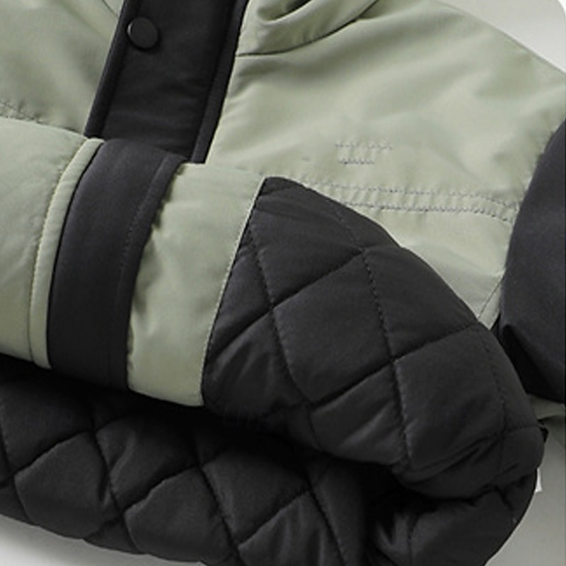 Kids Boys' Fleece Jacket Hiking Jacket Outdoor Jacket Outerwear Color Block Long Sleeve Zipper Pocket Comfort Waterproof Windproof Coat Outdoor Fashion Daily Green Spring Fall 4 years+4