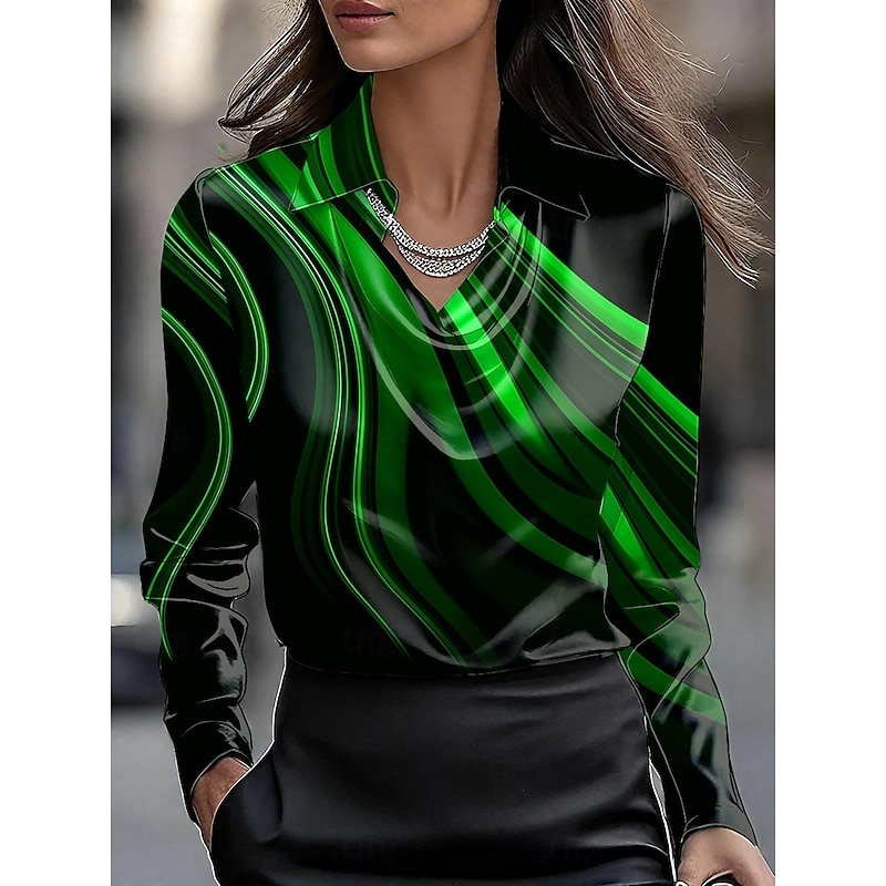 Women's Shirt Graphic Geometric Abstract Elegant Stylish Casual Long Sleeve Cowl Neck Regular Tops Work Party Evening Wear Daily Ruched Draped Red Royal Blue Blue Purple Green Fall Winter4