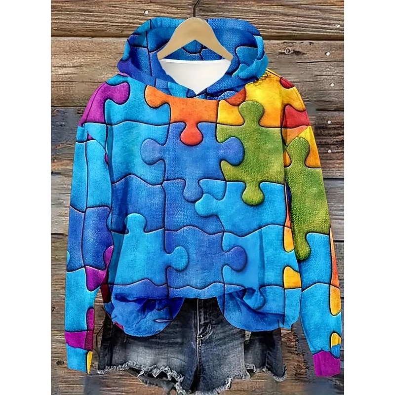 Women's 3D Print Vintage Boho Hoodie Patchwork Hoodie Sweatshirt Floral Pullover Sweatshirt Elegant Warm Active Long Sleeve Hooded Street Dailywear Casual Drawstring Print Blue Spring Fall Winter3