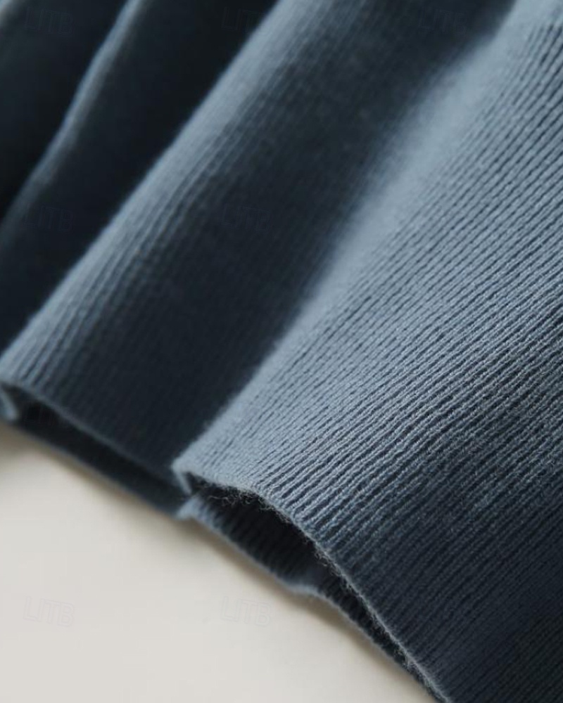 Women's Sweater Pullover Streetwear Casual Solid Color Stand Collar Knitted Long Sleeve Regular Tops Knit Daily Going out Weekend Black Blue Fall Winter4