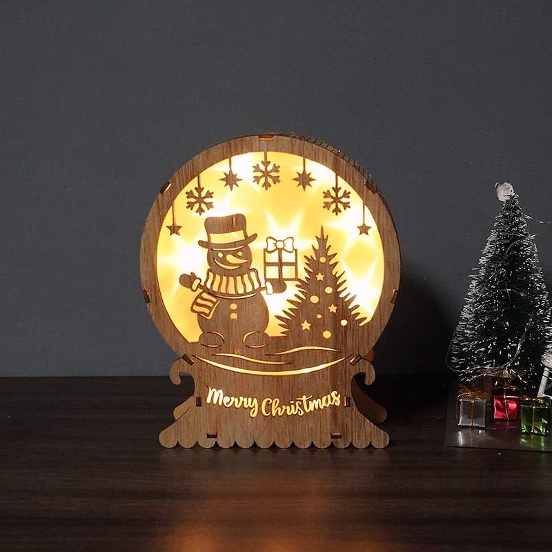 Christmas wooden LED decorative lights, desktop ornaments, Christmas props, indoor bedrooms, study rooms, dining rooms, atmosphere decorative lights, AA battery box4