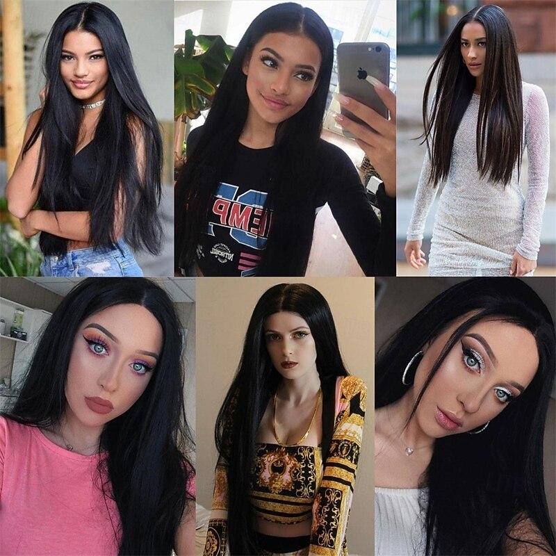 Black Wig for Costume Women 27'' Long Black Wigs for Women Cute Black Straight Wigs for Halloween Costume3