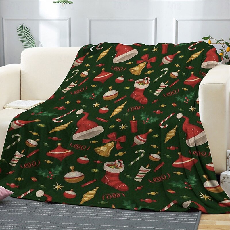 Christmas Flannel Blanket, Soft Cozy Throw Blanket for Sofa Couch, Lightweight Nap Blanket, Holiday Festival Decorative Blanket, Best Seller Gift3