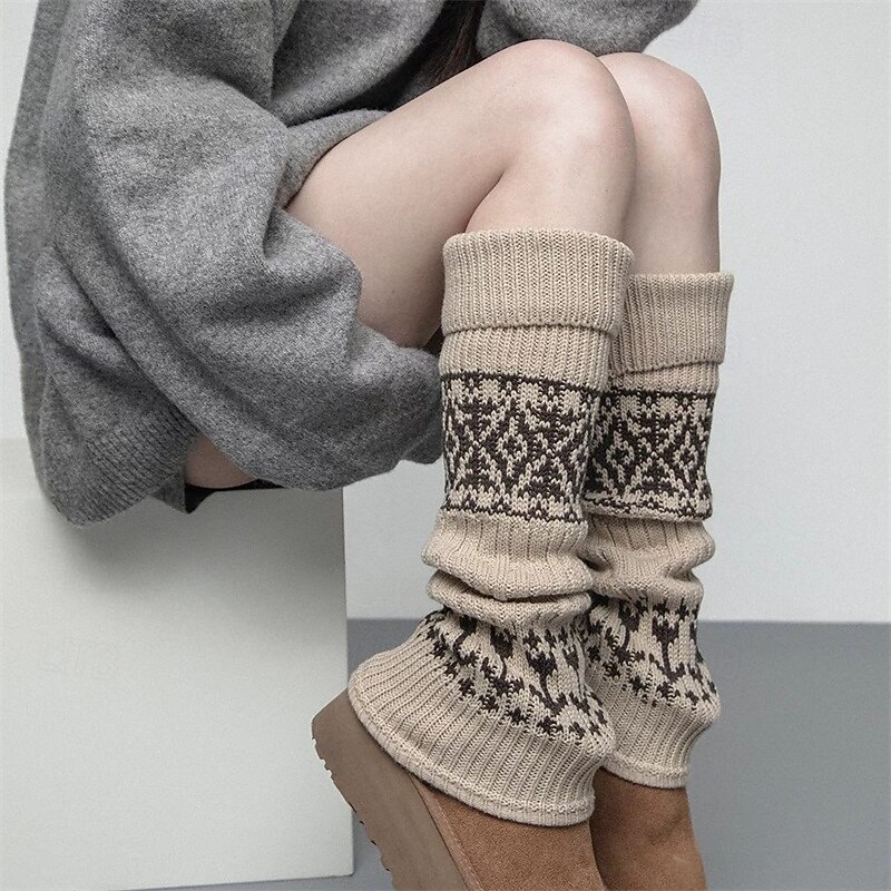 Women's Knee High Socks Stockings Outdoor Holiday Knit Basic Casual Elastic Warm 1 Pair4