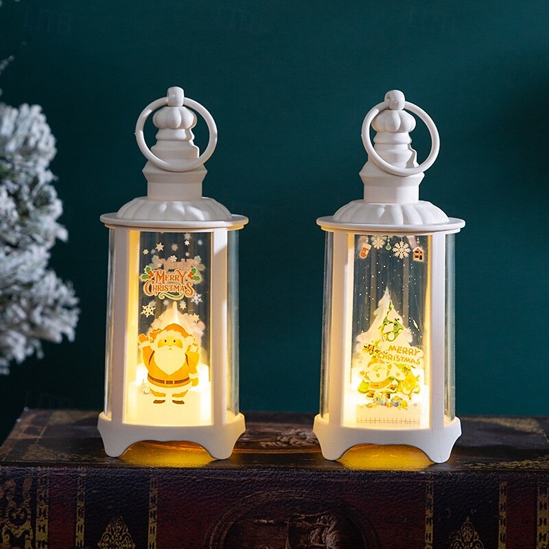 1 Pc 15 * 6.1CM Christmas LED with Light Electronic Candle Light Indoor and Outdoor Party Handheld Lantern Pendant Light Wind Light Desktop Decoration Nightlight AG10 * 3 Batteries