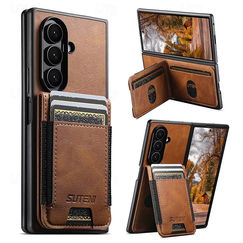 Phone Case For Samsung Galaxy Z Fold 7 Z Fold 6 Z Fold 5 Wallet Case Full Body Protective Shockproof Retro TPU PU Leather