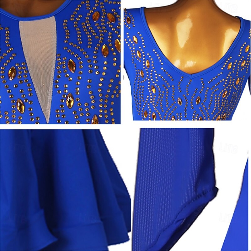 Women's Long Sleeves Sleeves Rumba Latin Dance Dresses Performance Dresses3