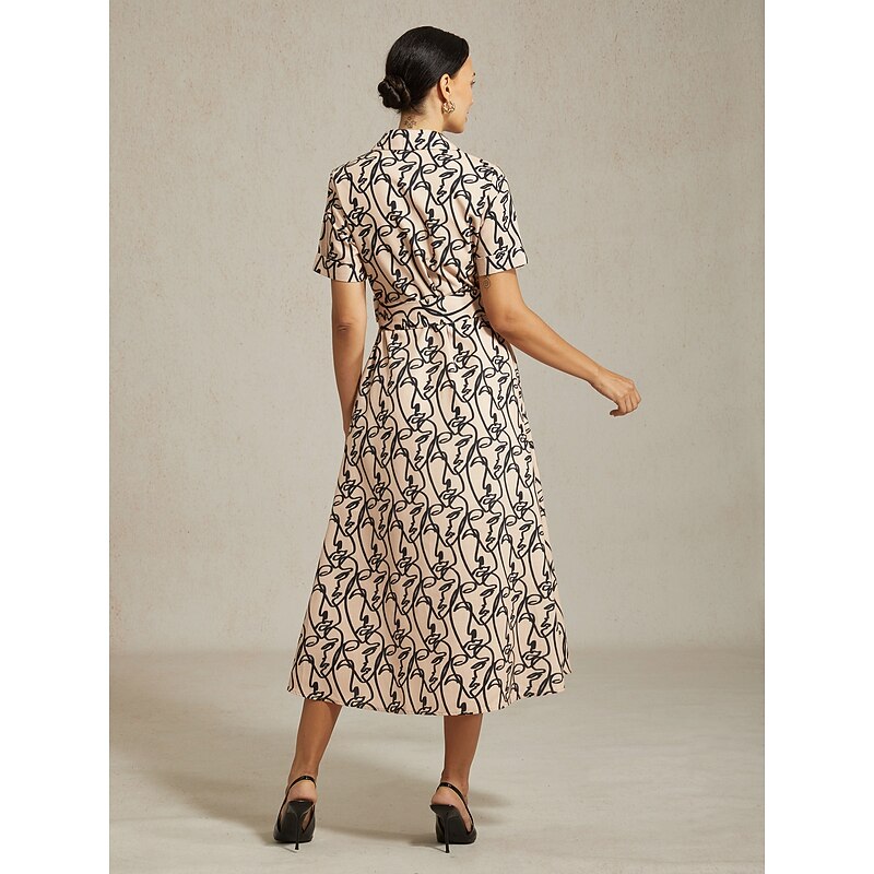 Women's Dress Shirt Short Sleeve Abstract Art Pattern Pockets Commuting Social Gatherings Spring Summer2