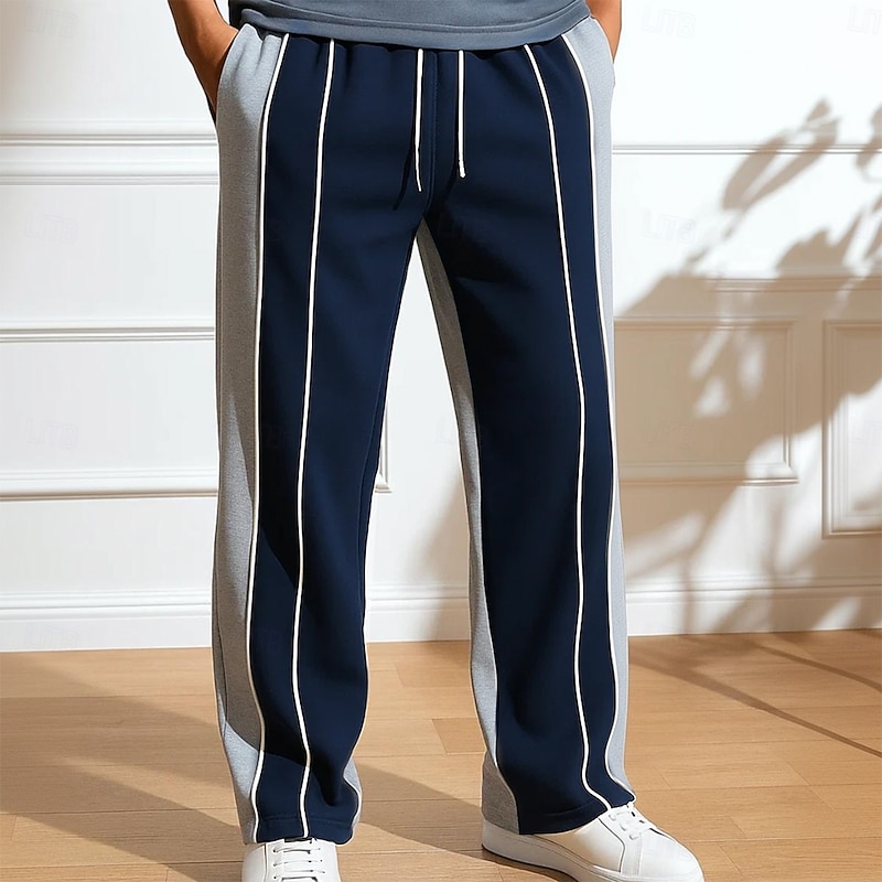 Men's Sweatpants Wide Leg Sweatpants Athletic Pants Trousers Open Bottom Sweatpants Drawstring Elastic Waist Plain Striped Moisture Wicking Breathable Full Length Sports Outdoor Casual Daily Vacation4