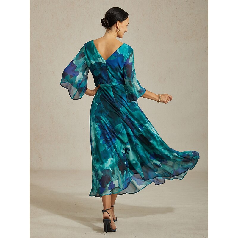 Women's Maxi Dress Green Abstract Floral Print Twist Knot Casual Vacation Spring Summer Fall2