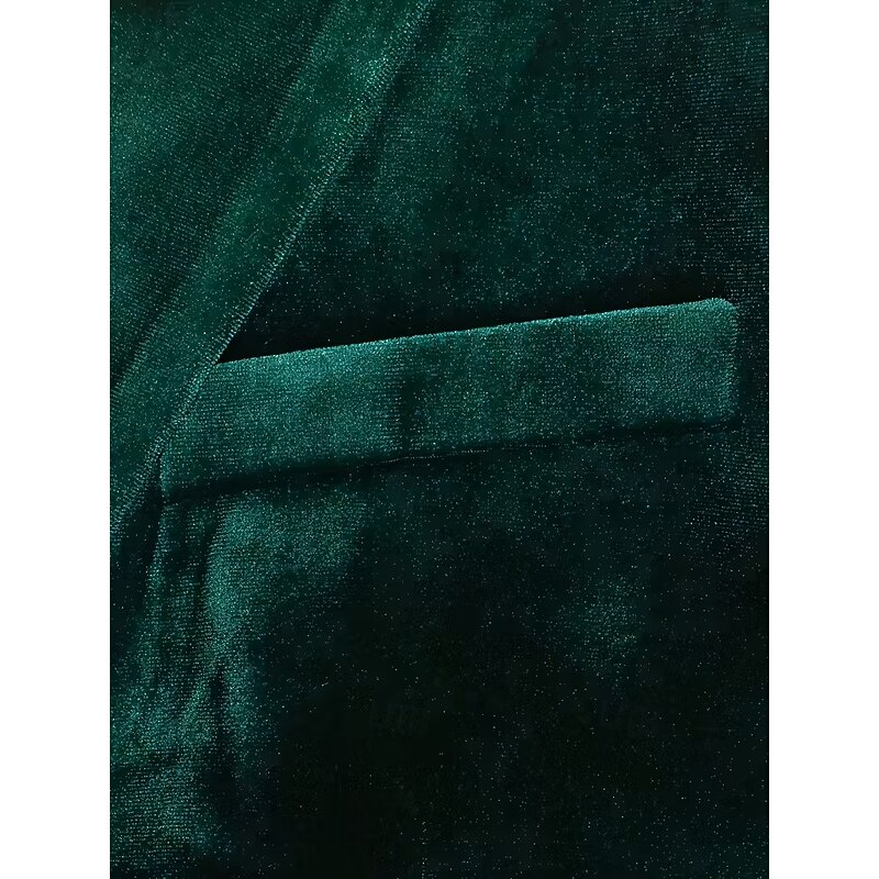 Men's Business Wedding Party Casual Velvet Suits Notch Lapel Black Burgundy Formal Solid Colored Fall Winter Slim Fit Single Breasted Two-buttons3