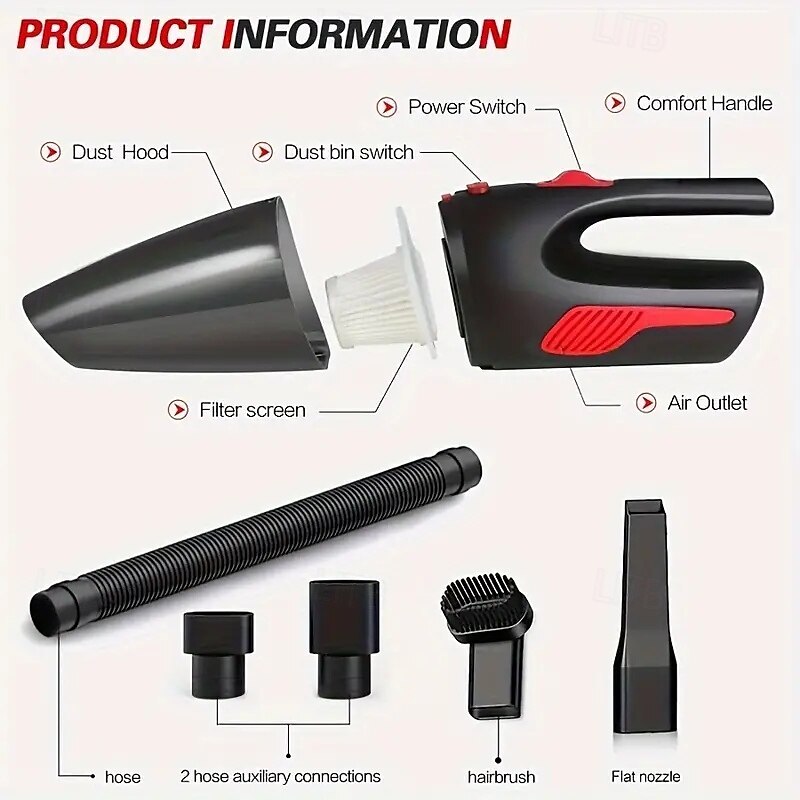 Car Vacuum Cleaner Ultra-Powerful Handheld Cordless Multi-Function Compact Portable Mini Car Vacuum4