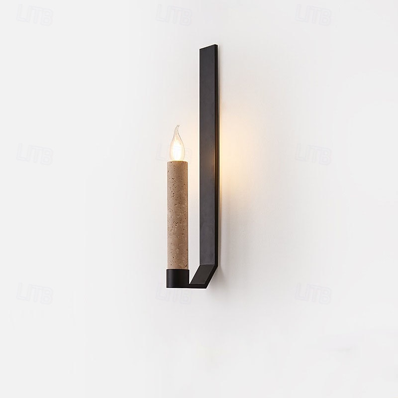 Modern 21.6" Natural Marble Alabaster Linear Wall Sconce, Minimalist Black Art Deco LED Wall Lamp for Living Room, Bedroom, Hallway, Dining Room, Stairs3