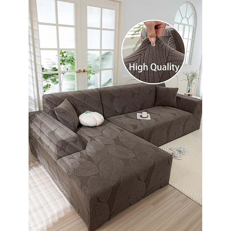 Jacquard Sofa Cover, All-Season Elastic Slipcover with Snowflake Pattern, Thickened Non-Slip Sofa Protector for Holiday Decoration, Universal Fit