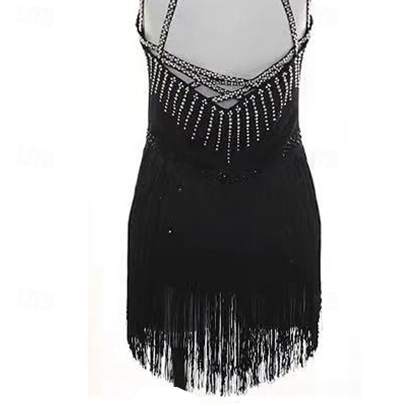 Figure Skating Dress Women's Girls' Ice Skating Dress Black Patchwork Thumbhole Mesh Spandex Stretchy Training Practice Professional Skating Wear Thermal Warm Crystal / Rhinestone Sleeveless Ice4