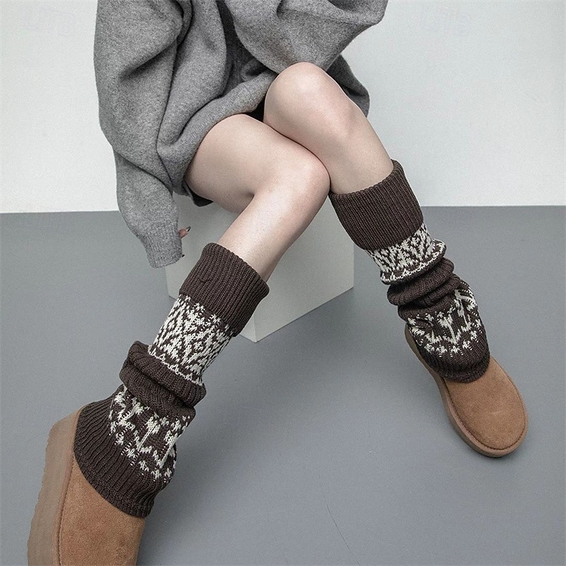 Women's Knee High Socks Stockings Outdoor Holiday Knit Basic Casual Elastic Warm 1 Pair