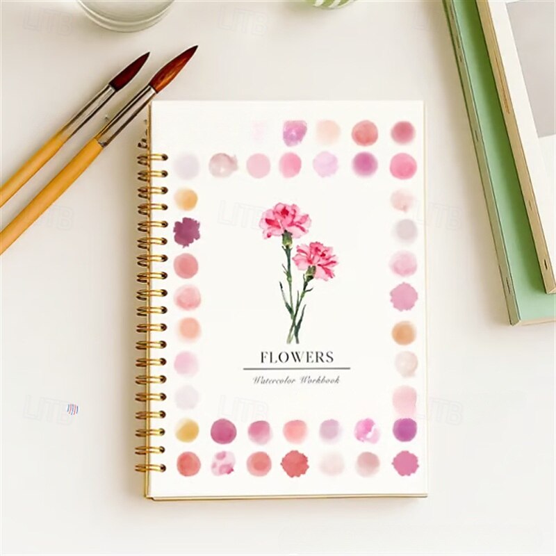 Watercolor Blending Coloring Book Elegant Spiral Bound Planner with 8 Pattern for Adult Coloring, Bullet Journaling, Dotted Grid Layouts Ideal Gifts for Beginners and Flower Enthusiasts4