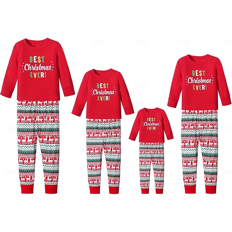 Santa Claus Family Christmas Pajamas Nightwear Men's Women's Boys' Girls' Family Matching Outfits Sweet Graphic Pattern Adults Kid's Christmas New Year Christmas Eve Home Wear Top Pants3