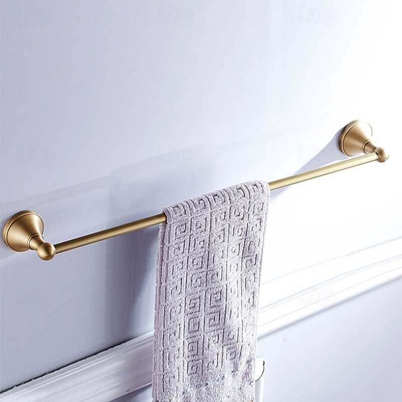 Towel Bar Multifunction Antique Aluminum Material Wall Mounted Bathroom Single Towel Rod Carved 1pc
