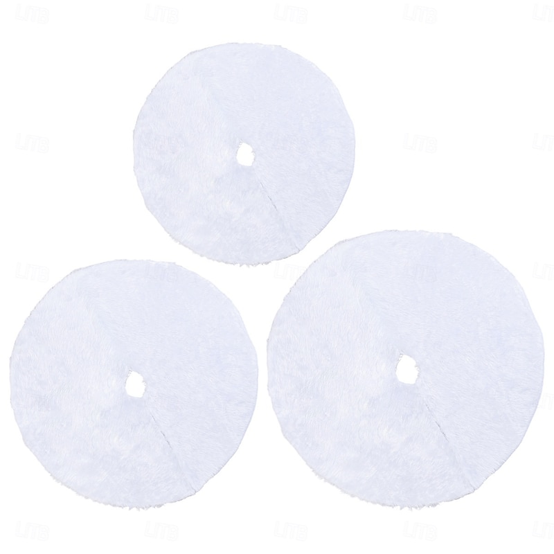 Christmas Tree Skirt White Plush Round Mat Soft Fluffy Carpet For Holiday Party Decoration Christmas Ornament Supplies Indoor Home Floor Decor Prop4