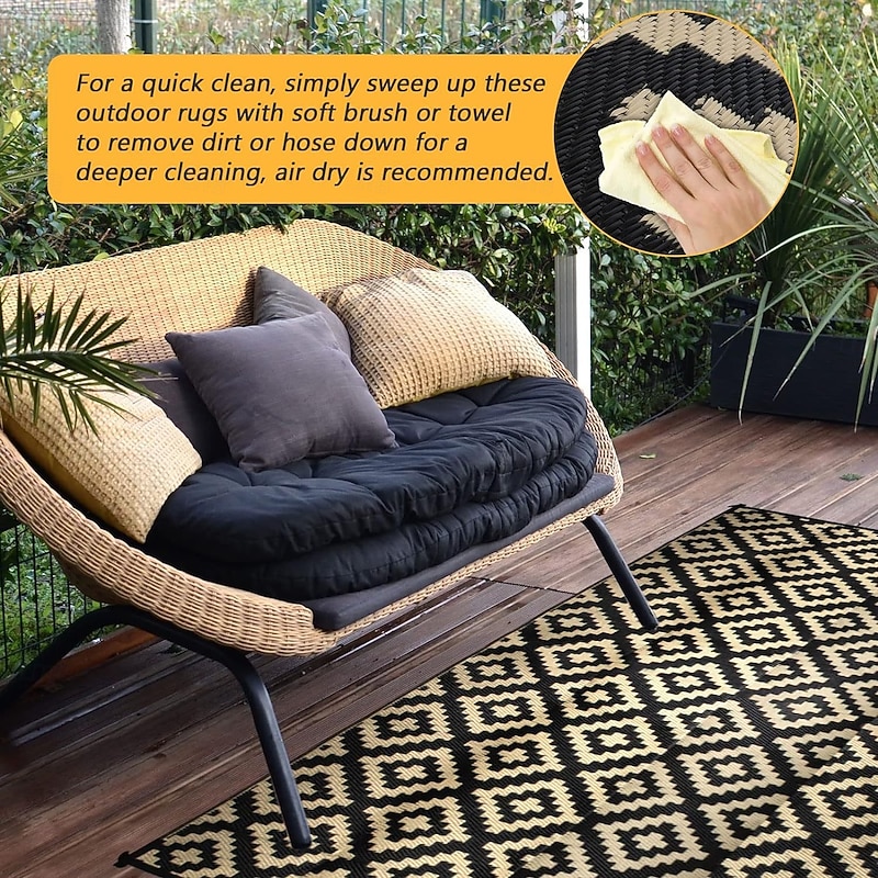 Outdoor Rug for Patio Clearance, Waterproof Large Mat, Reversible Plastic Camping Rugs, Porch, Deck, Camper, Balcony, Backyard,2