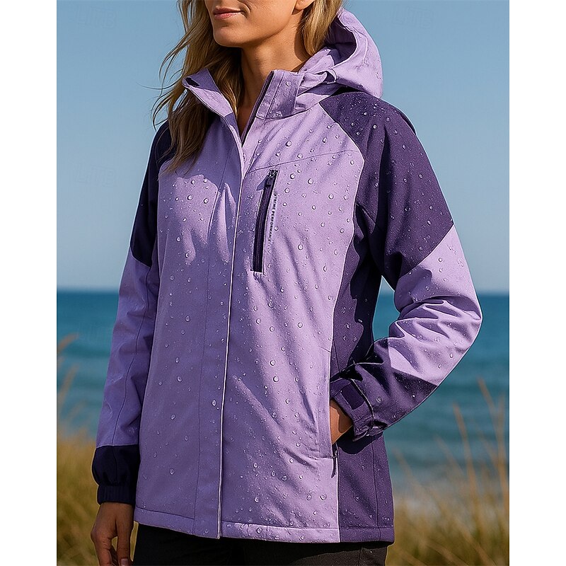 Women's Windbreaker Softshell Jacket Hiking Jacket Outdoor Thermal Waterproof Windproof Hiking Outfits Hiking Clothes Winter Autumn / Fall Top Camping / Hiking / Caving Running Patchwork White Pink4