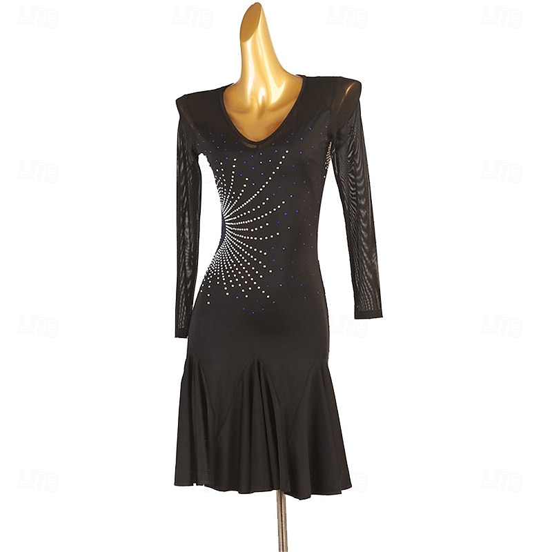 Women's Latin Dance Dress Rumba Dance Practice Dresses Performance Dresses4