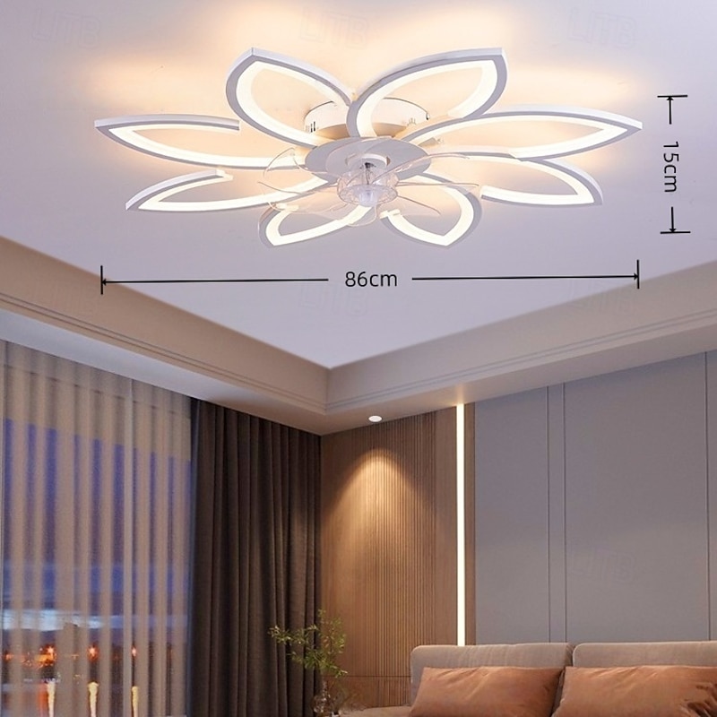 Ceiling Fan with Lights Remote Control,  Black Modern Flower Ceiling Fan with Lights, Low Profile Flush Mount Ceiling Fan for Kitchen Bedroom Living Room4