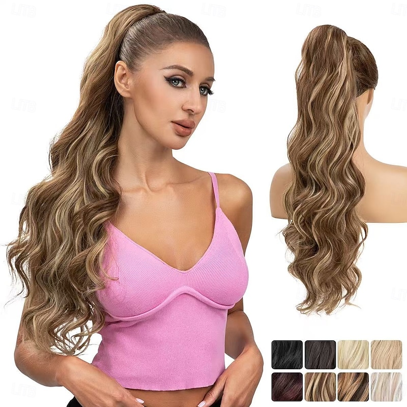 Hairpiece Scrunchy Updo Hairstyles Voluminous Curly Messy Bun Light Blonde G5L