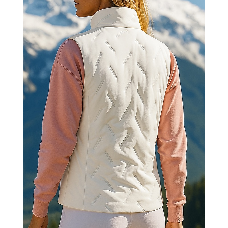 Women's Hiking Vest Fleece Vest Sleeveless Top Outdoor Thermal Warm Winter Zipper Pocket Polyester Black White Hunting Fishing Climbing2