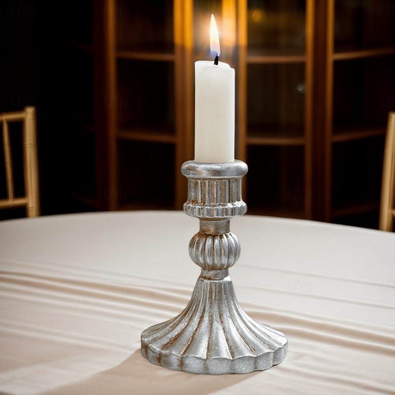 1PC Silver European-style Shell-patterned Decorative Candlestick Resin Material Retro-style Interior Decorative Item Suitable for Decoration in Living Rooms Studies and Other Indoor Scenes4