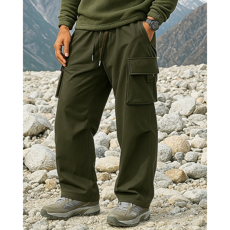 Men's Hiking Pants Trousers Fleece Lined Pants tracksuit bottoms Winter Outdoor Regular Fit Waterproof Windproof Warm Pants / Trousers Elastic Waist Black Army Green Camping / Hiking Hunting Climbing4