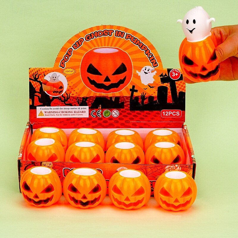 12 PCS Spooky Pumpkin Squeeze Toys - Halloween Fidget Toy for Stress Relief - Cute and Portable Squeeze Toy for Kids and Adults2