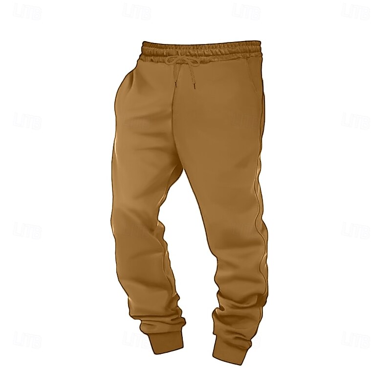 Men's Sweatpants Joggers Fleece Pants Trousers Casual Pants Drawstring Elastic Waist Plain Warm Full Length Outdoor Home Daily Fashion Classic Style Black White Inelastic2