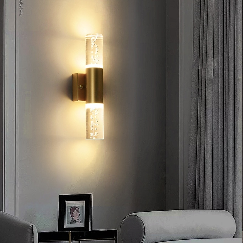 Modern LED Bubble Vanity Bathroom Wall Sconce Cylinder Acrylic Indoor Up Down Wall Mounted Light Bar Black Gold Long Linear Bedside Wall Lamp for Living Room Hallway Restaurant3