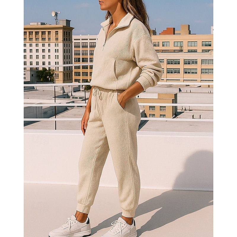 Women's 2 Piece Tracksuit Pullover Sweatshirt Sweatsuit Sets Drawstring with Pocket Solid Colored Clothing Suit Fall Black Blue Workout Outdoor Travel High Waist Lightweight Fashion Long Sleeve Sport3