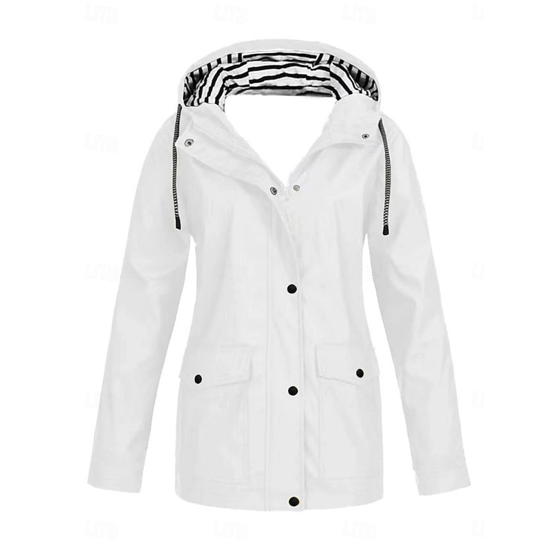 Women's Hoodie Jacket Comfortable Breathable Pocket Buttons Casual Plain Vacation Street Casual Daily Wear Single Breasted Regular Hooded Regular Fit Long Sleeve Outerwear Black White Pink Spring Fall2