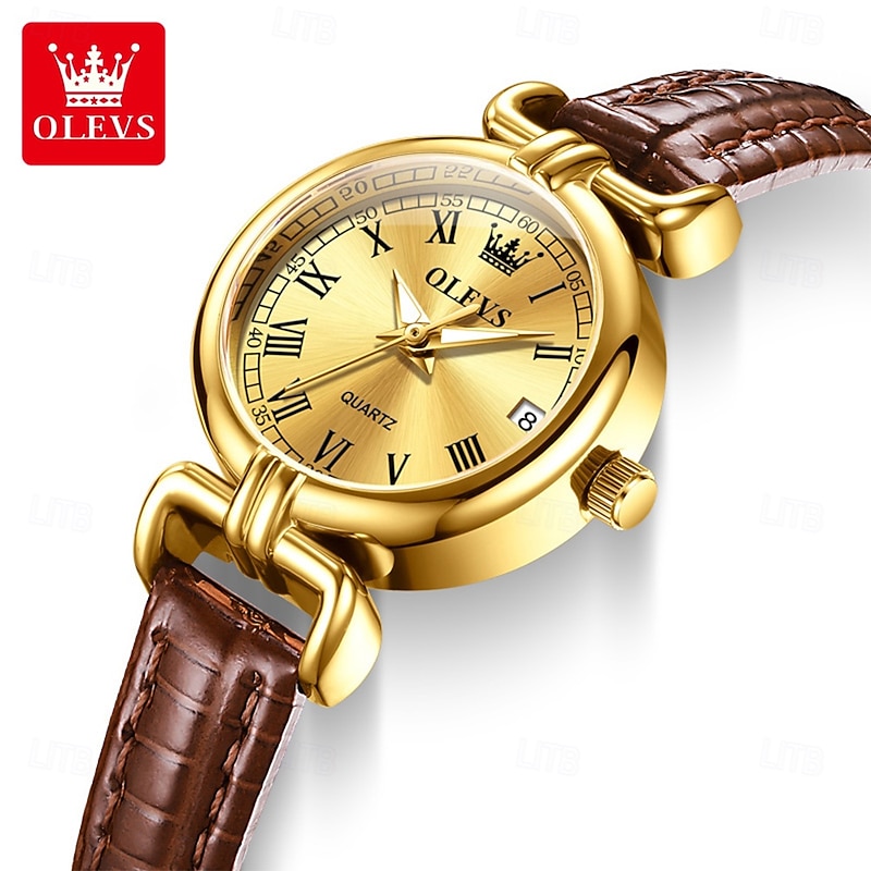 OLEVS 5645 New Original Women Watch Classic Roman Scale Casual Watch Leather Waterproof Luminous Watch Brand Women Quartz Watch
