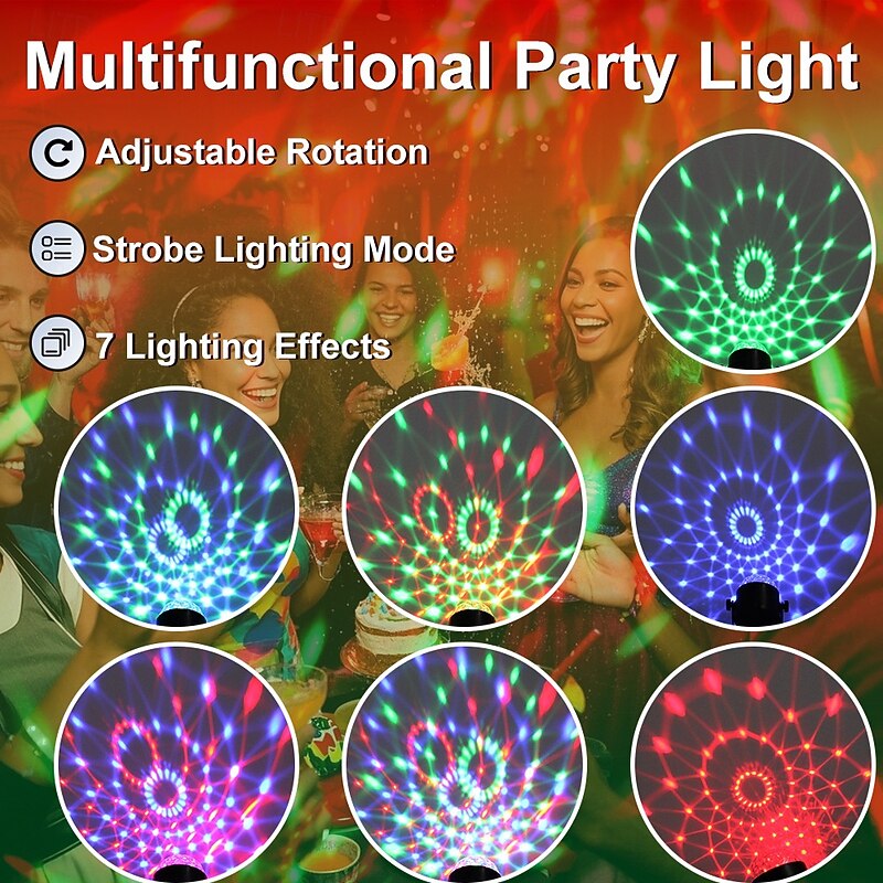 Luditek 2-Pack Sound Activated Party Lights with Remote Control Disco Ball Light DJ Strobe Lamp for Home Room Dance Party Supplies White Elephant Gifts Birthday Christmas Halloween Party Decorations3