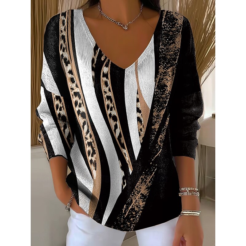 Women's Sweater Elegant Fashion Streetwear Floral Graphic V Neck Knitted Long Sleeve Regular Tops Knit Weekend Black Light Green Spring Fall