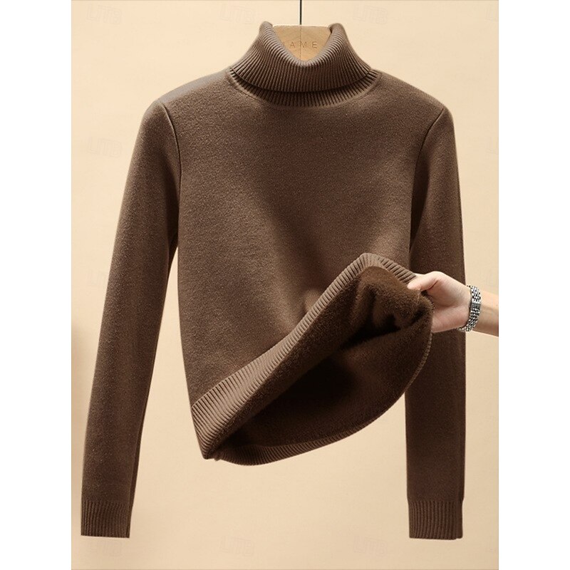 Women's Blouse Solid Color Stylish Casual Long Sleeve High Neck Regular Tops Daily Black Yellow Brown Khaki Spring Fall Winter3