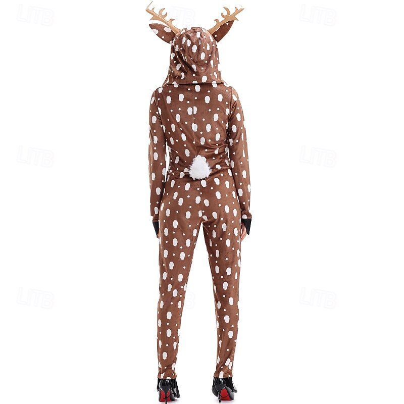 Animal Deer Halloween Fancy Costume Onesies Sexy Funny Costume Adults' Women's Halloween Carnival Performance Party Easy Halloween Costumes Dress Up2