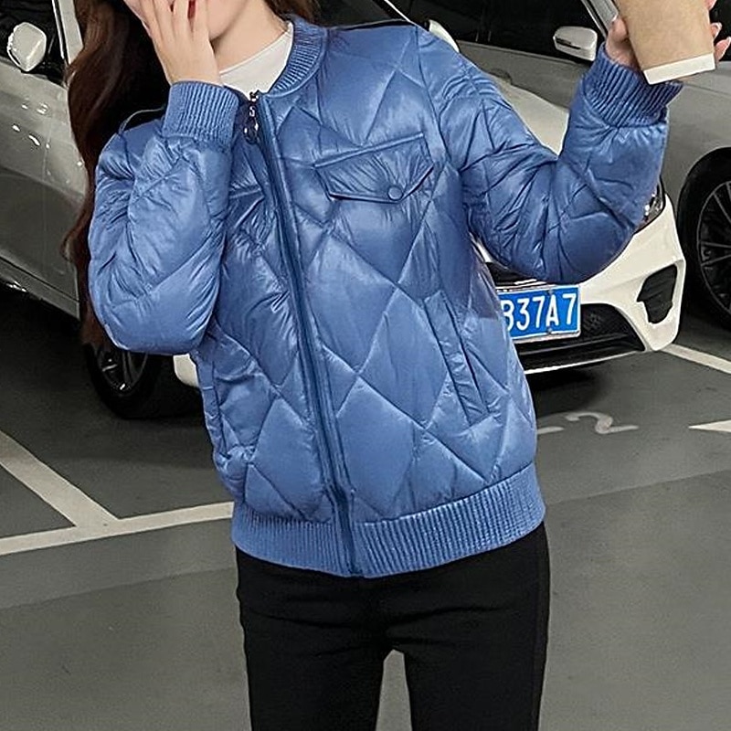 Women's Puffer Jacket Quilted Jacket Casual Jacket Comfortable Breathable Zipper Pocket Casual Plain Vacation Street Casual Daily Wear Zipper Short Stand Collar Regular Fit Long Sleeve Outerwear2