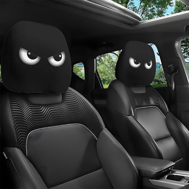 2pcs Spooky Halloween & Christmas Car Headrest Covers - Fit for All Vehicles No-Fill Cushionless Design Easy Installation - Funny Automotive Interior Decorations Car Seat Headrest Protectors2