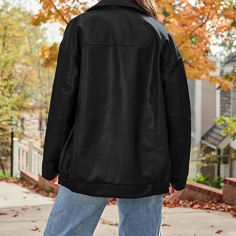 Women's Casual Jacket Warm Comfortable Zipper Pocket Fashion Outdoor Plain Going out Weekend Zipper Regular Lapel Regular Fit Long Sleeve Outerwear Black Pink Dark Green Fall Winter4