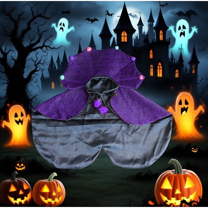 1pc Halloween Pet Cape Costume - Red & Black Vampire Design with Adjustable Straps All-Season Wear for Small/Medium/Large Dogs & Cats for Halloween Parties & Themed Events Halloween Costumes Theme3