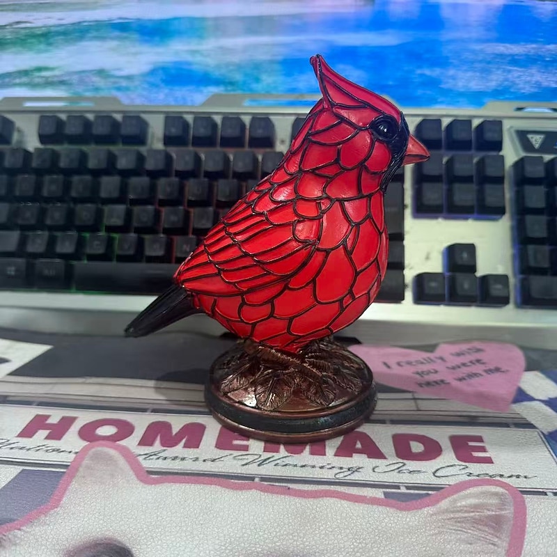 Cardinalis Bird Lamp Resin Cardinalis Night Light Christmas Decorations Red Bird Desktop Ornament for Bedside Livingroom Bedroom Home Decoration4